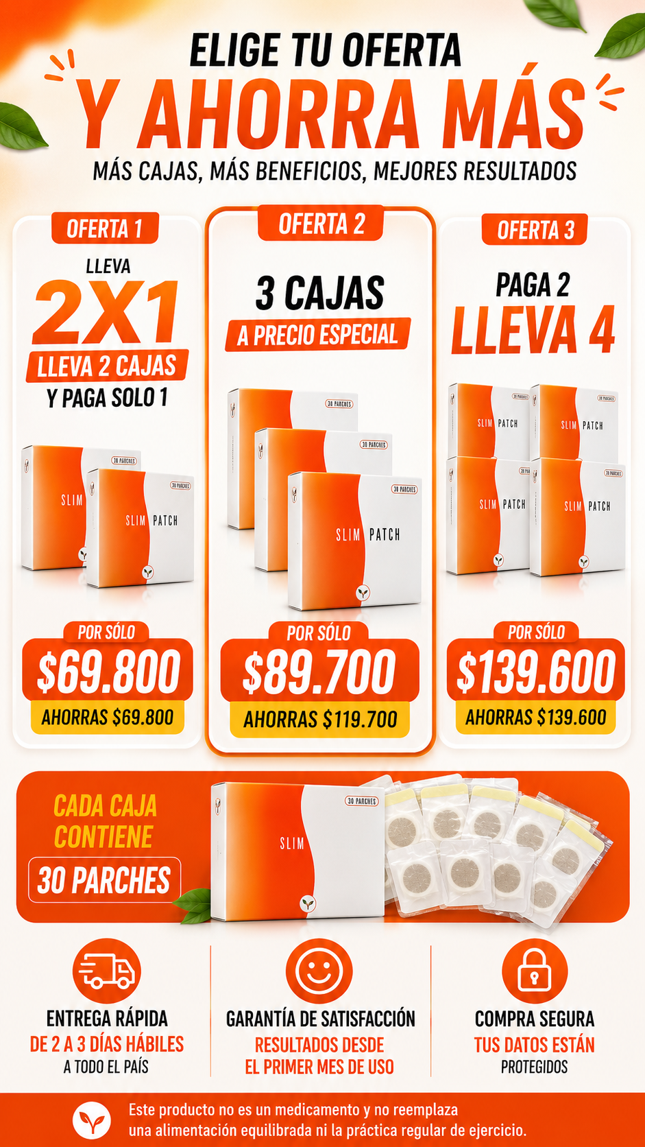 PROMO 2x1 Caja de Slim Patch: 60 Parches Adelgazantes