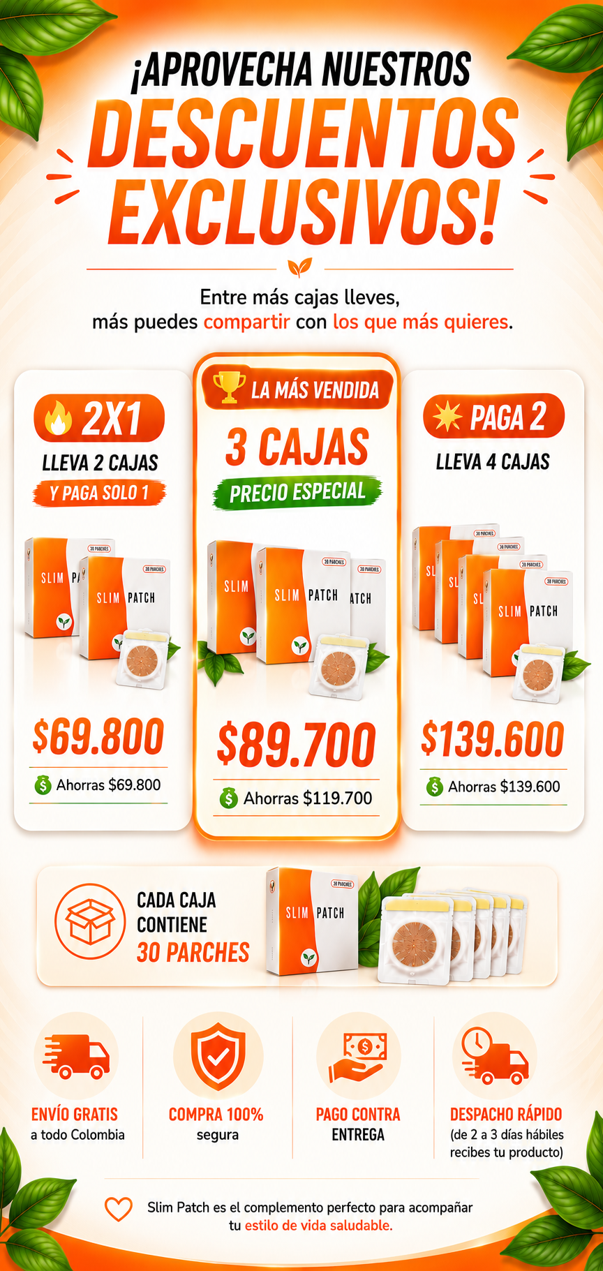 PROMO 2x1 Caja de Slim Patch: 60 Parches Adelgazantes